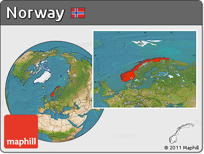 Satellite Location Map of Norway