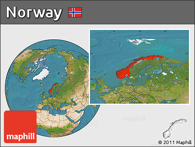 Satellite Location Map of Norway