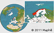 Satellite Location Map of Norway, highlighted continent