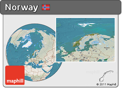 Satellite Location Map of Norway, lighten, land only