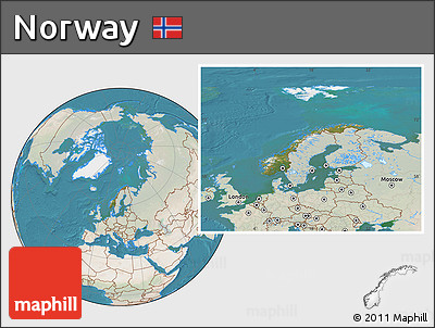 Satellite Location Map of Norway, lighten, land only