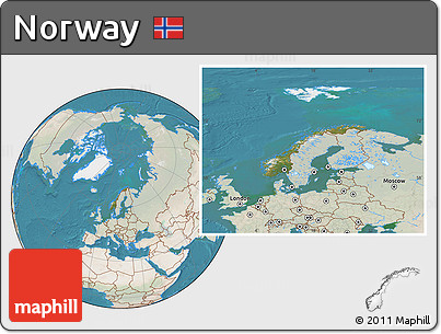 Satellite Location Map of Norway, lighten, land only