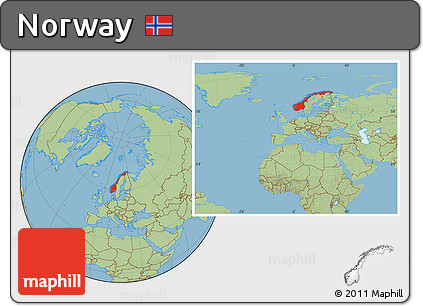 Savanna Style Location Map of Norway, within the entire continent