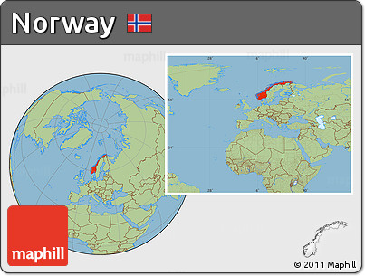 Savanna Style Location Map of Norway, within the entire continent