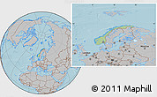 Savanna Style Location Map of Norway, gray outside, hill shading outside