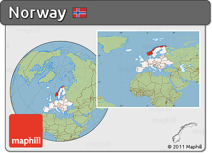 Savanna Style Location Map of Norway, highlighted continent, within the entire continent