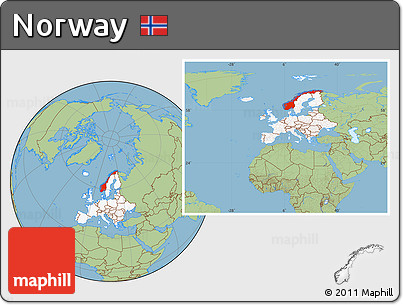 Savanna Style Location Map of Norway, highlighted continent, within the entire continent