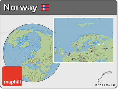 Savanna Style Location Map of Norway, hill shading inside