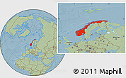Savanna Style Location Map of Norway, hill shading
