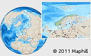 Savanna Style Location Map of Norway, shaded relief outside