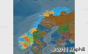 Political Map of Norway, darken