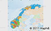 Political Map of Norway, lighten