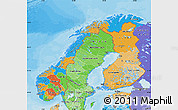 Political Map of Norway, political shades outside