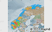 Political Map of Norway, semi-desaturated