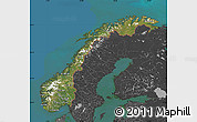 Satellite Map of Norway, darken, desaturated, land only