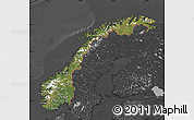 Satellite Map of Norway, darken, desaturated
