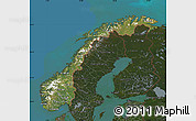 Satellite Map of Norway, darken, land only