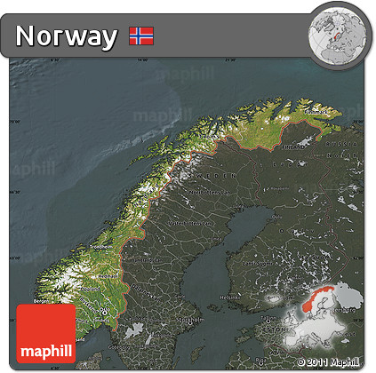 Satellite Map of Norway, darken, semi-desaturated