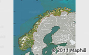 Satellite Map of Norway, lighten, semi-desaturated, land only