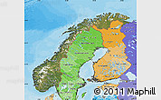 Satellite Map of Norway, political shades outside