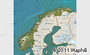 Satellite Map of Norway, shaded relief outside, satellite sea