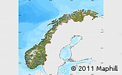 Satellite Map of Norway, single color outside, bathymetry sea