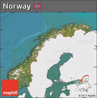 Satellite Map of Norway, single color outside