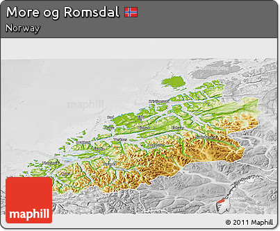 Physical 3D Map of More Og Romsdal, lighten, desaturated