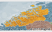 Political 3D Map of More og Romsdal, semi-desaturated
