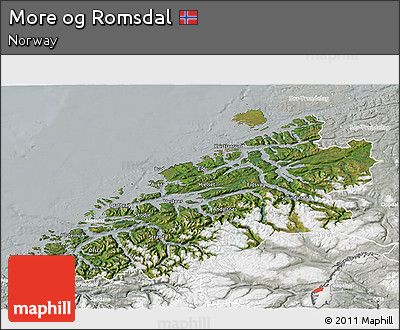 Satellite 3D Map of More Og Romsdal, lighten, semi-desaturated