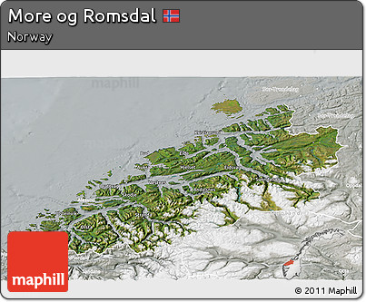 Satellite 3D Map of More Og Romsdal, lighten, semi-desaturated
