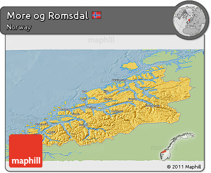 Savanna Style 3D Map of More Og Romsdal, single color outside
