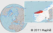 Gray Location Map of More og Romsdal, highlighted country, hill shading