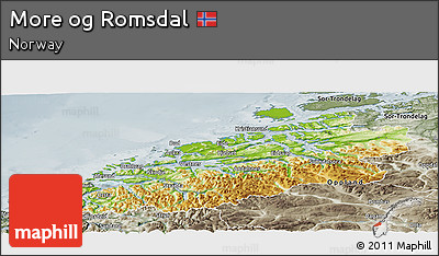 Physical Panoramic Map of More Og Romsdal, semi-desaturated