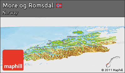 Physical Panoramic Map of More Og Romsdal, single color outside