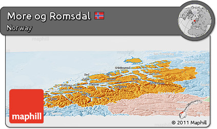 Political Panoramic Map of More Og Romsdal, lighten