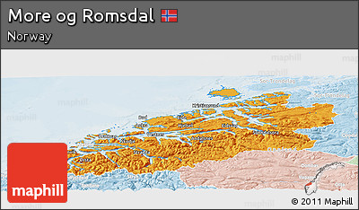 Political Panoramic Map of More Og Romsdal, lighten