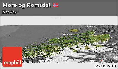 Satellite Panoramic Map of More Og Romsdal, desaturated