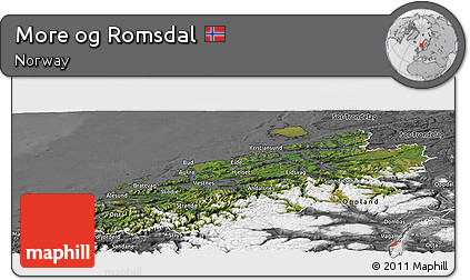 Satellite Panoramic Map of More Og Romsdal, desaturated