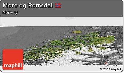 Satellite Panoramic Map of More Og Romsdal, desaturated
