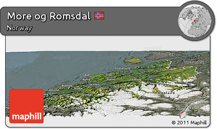 Satellite Panoramic Map of More Og Romsdal, semi-desaturated