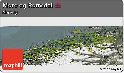 Satellite Panoramic Map of More Og Romsdal, semi-desaturated