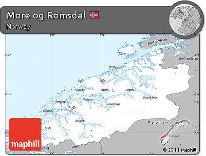 Gray Simple Map of More Og Romsdal