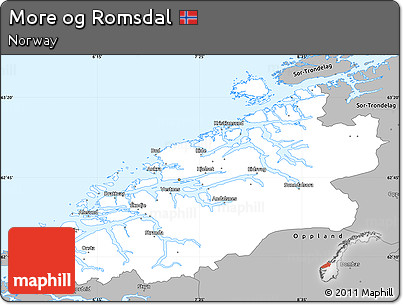Gray Simple Map of More Og Romsdal