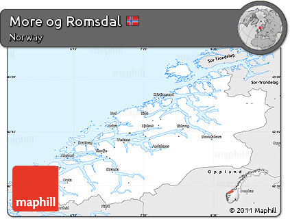 Silver Style Simple Map of More Og Romsdal