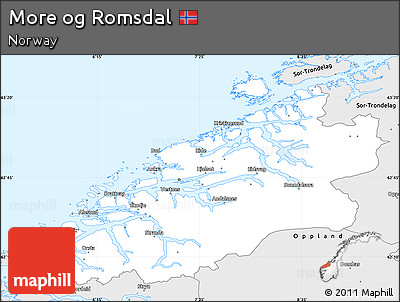 Silver Style Simple Map of More Og Romsdal