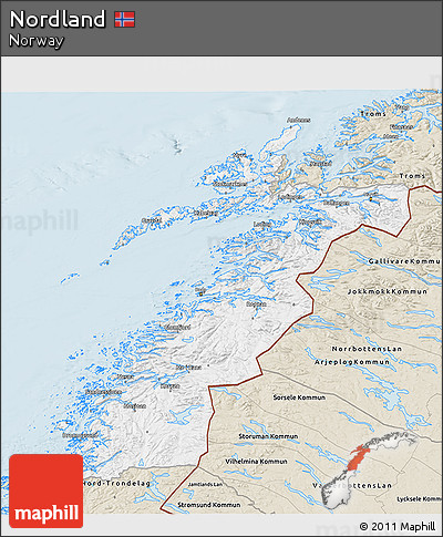 Classic Style 3D Map of Nordland