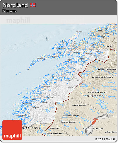 Classic Style 3D Map of Nordland