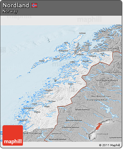 Gray 3D Map of Nordland
