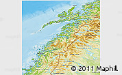 Physical 3D Map of Nordland